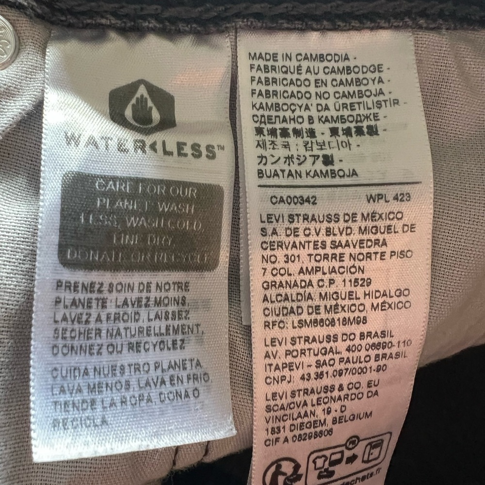 🖤Levi’s Black 501 100% Cotton Premium Water<Less Button Fly Jeans W27 L28 - Picture 6 of 10